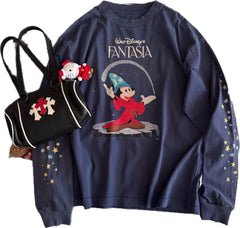 Saint Michael Sorcerer Mickey Washed Navy Long Sleeve