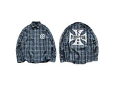 False Perception Cross Plaid Long‑Sleeve Shirt
