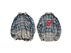 False Perception Tongue Logo Plaid Shirt