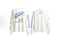 Saint Saint Is Life White Graphic Washed Long Sleeve