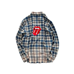False Perception Tongue Logo Plaid Shirt