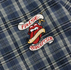 False Perception Vampire Tongue Blue Plaid Shirt