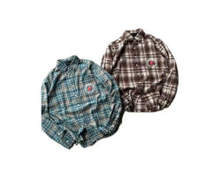 False Perception Tongue Logo Green Plaid Shirt