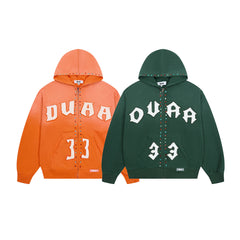 Duaa Green Rhinestone Zip Hoodie