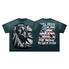 RARE PEACE Statue Of Liberty Flag Tee
