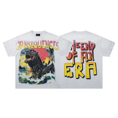 RARE PEACE Godzilla Rhinestone Tee