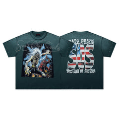 RARE PEACE Skeleton Demon Rhinestone Tee