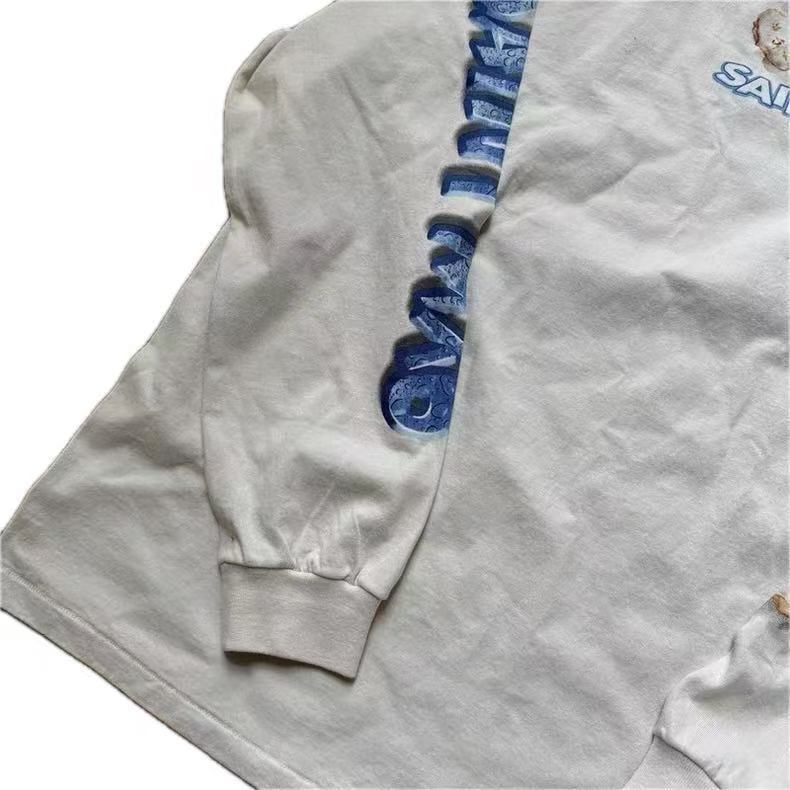Saint Saint Is Life White Graphic Washed Long Sleeve