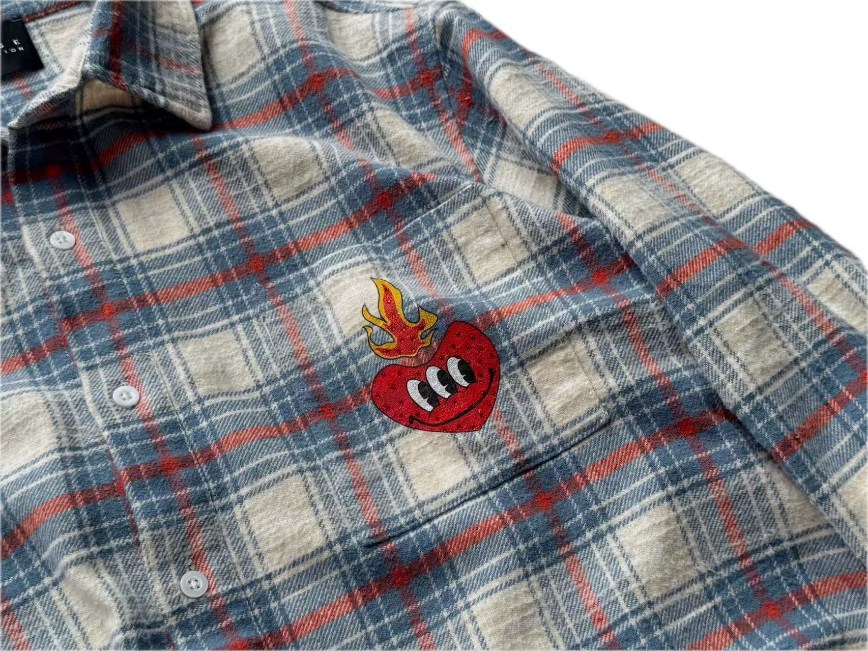 False Perception Sun Graphic Plaid Shirt