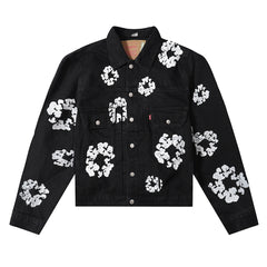 Floral Wreath Denim Jacket
