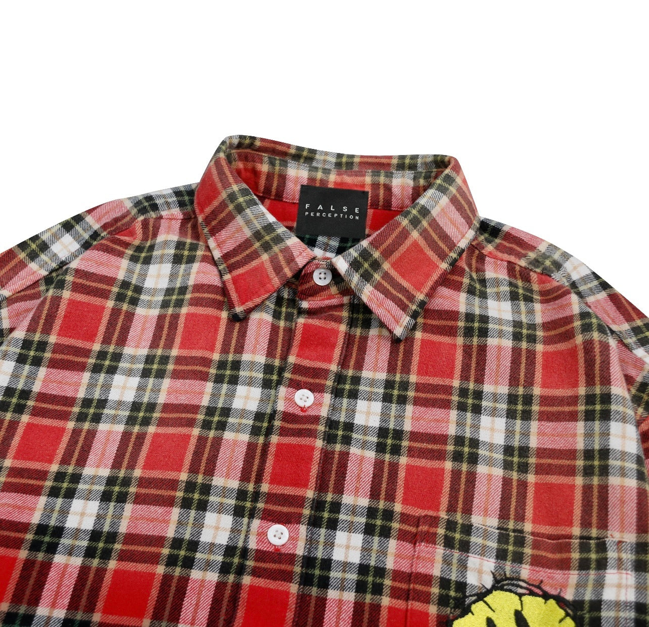 False Perception Smiley Red Plaid Shirt