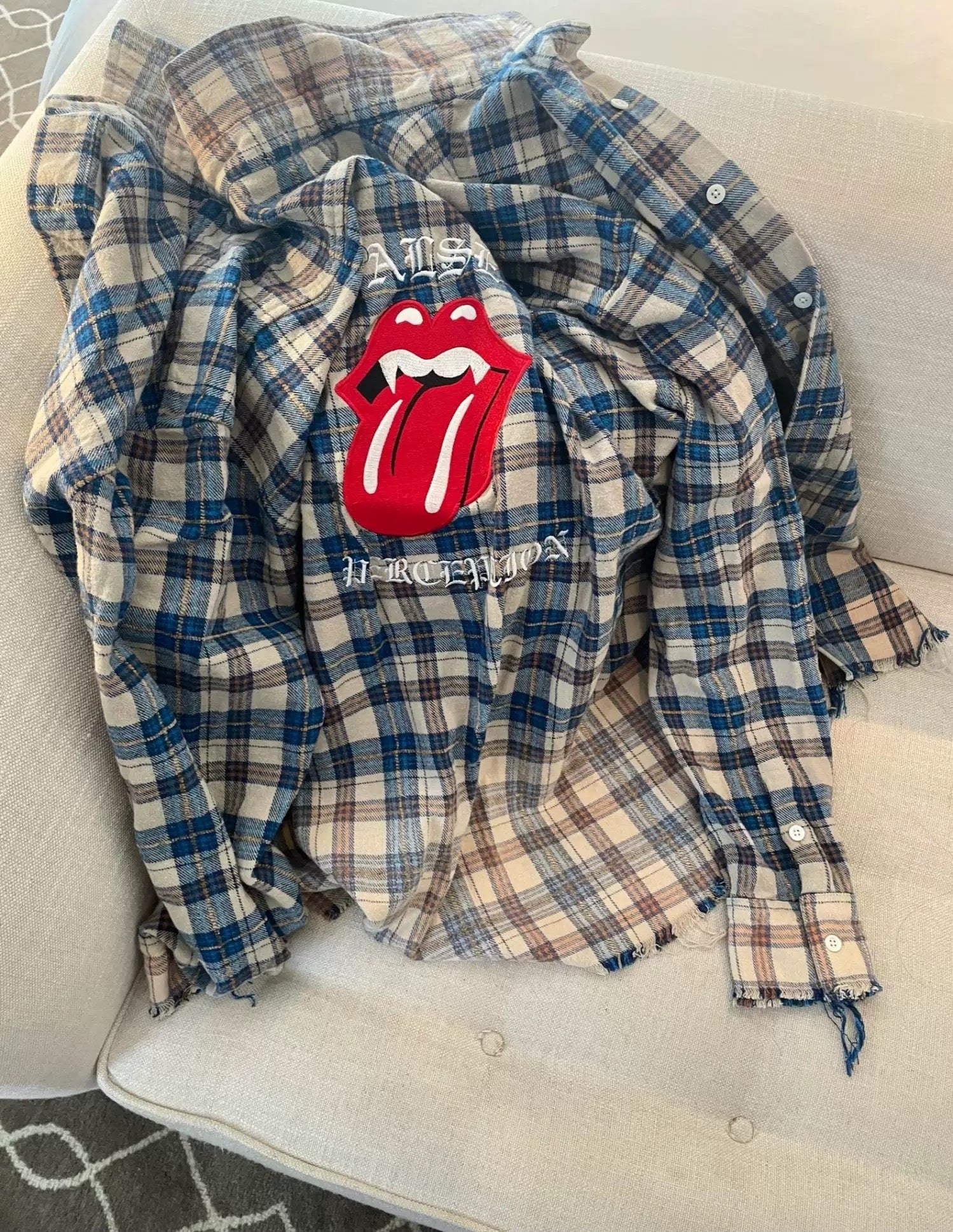 False Perception Tongue Logo Plaid Shirt