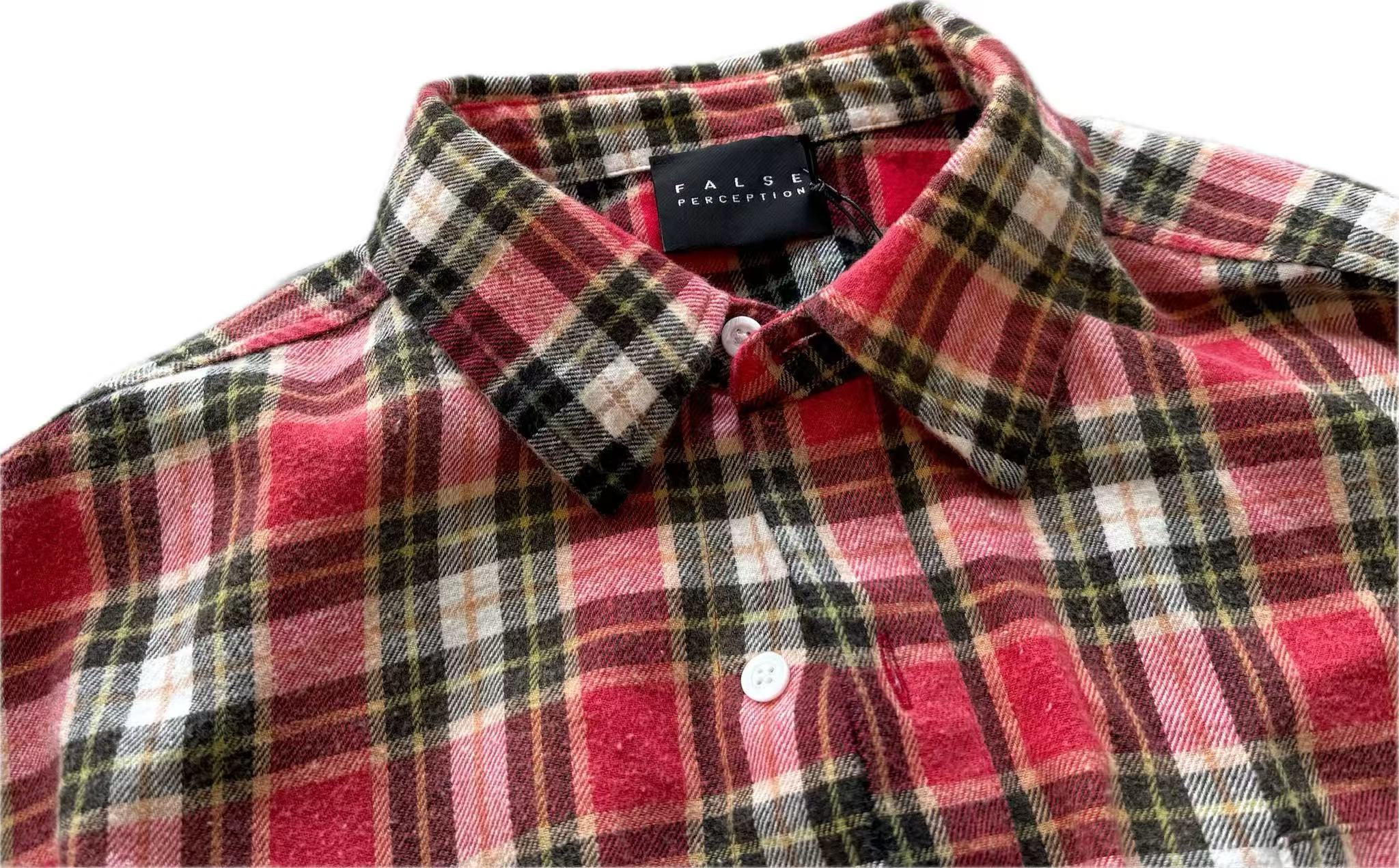 False Perception Smiley Red Plaid Shirt