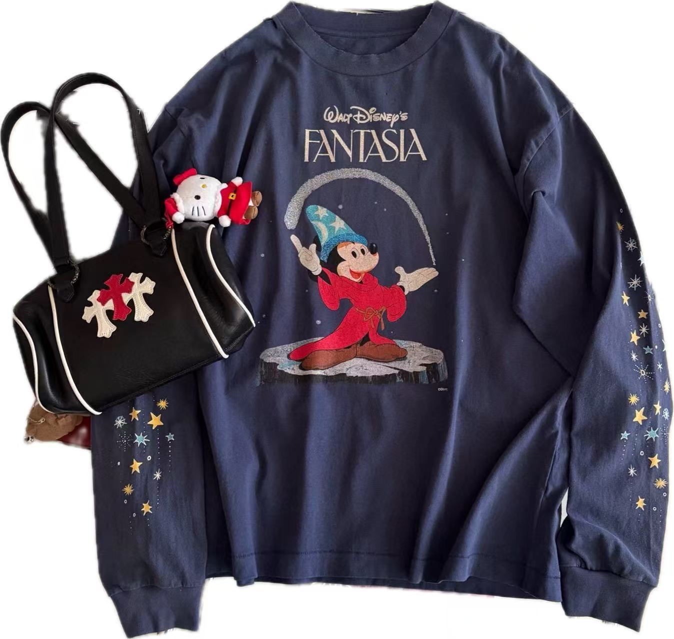 Saint Michael Sorcerer Mickey Washed Navy Long Sleeve