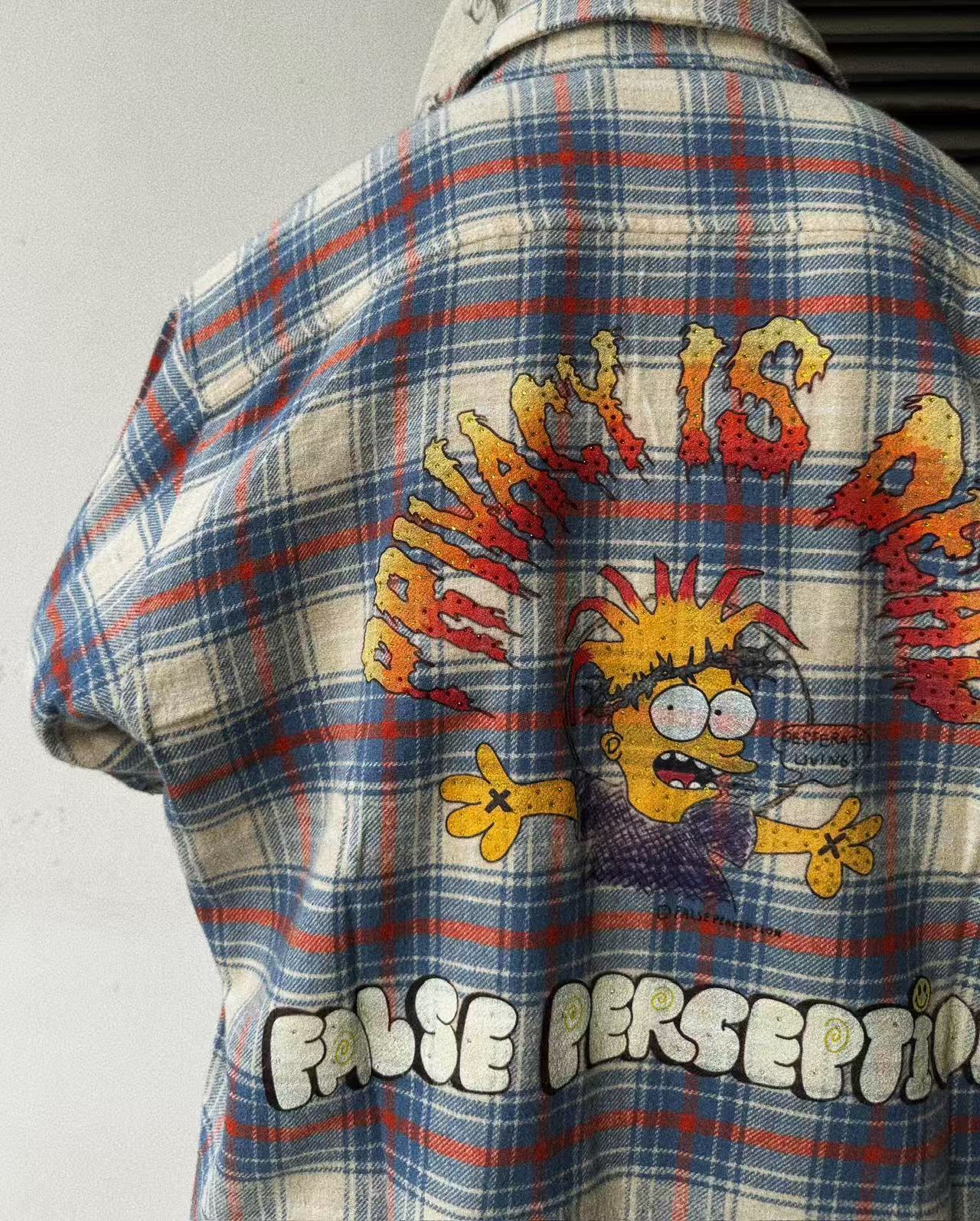 False Perception Sun Graphic Plaid Shirt