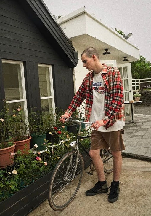 False Perception Smiley Red Plaid Shirt