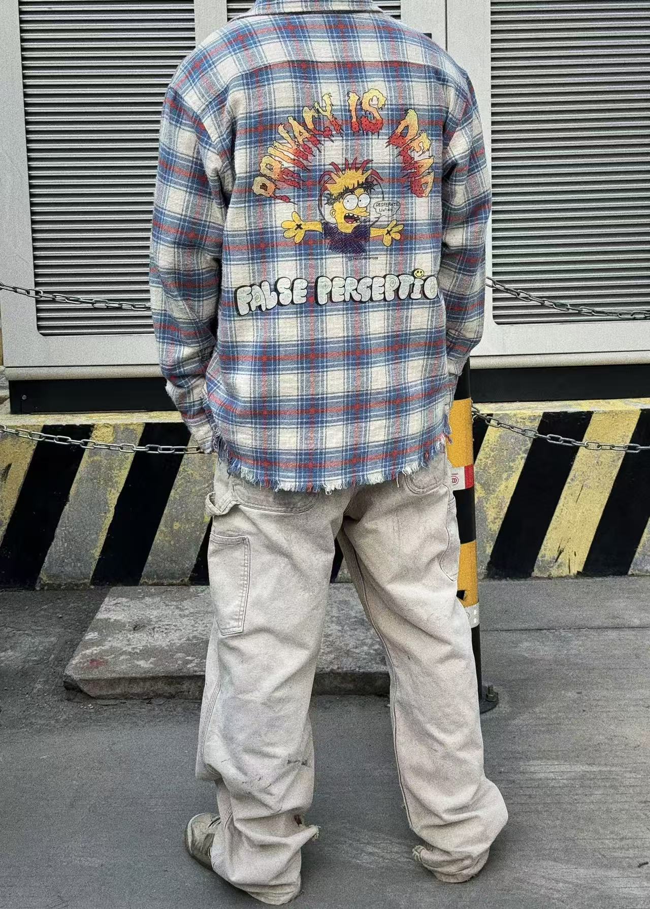 False Perception Sun Graphic Plaid Shirt
