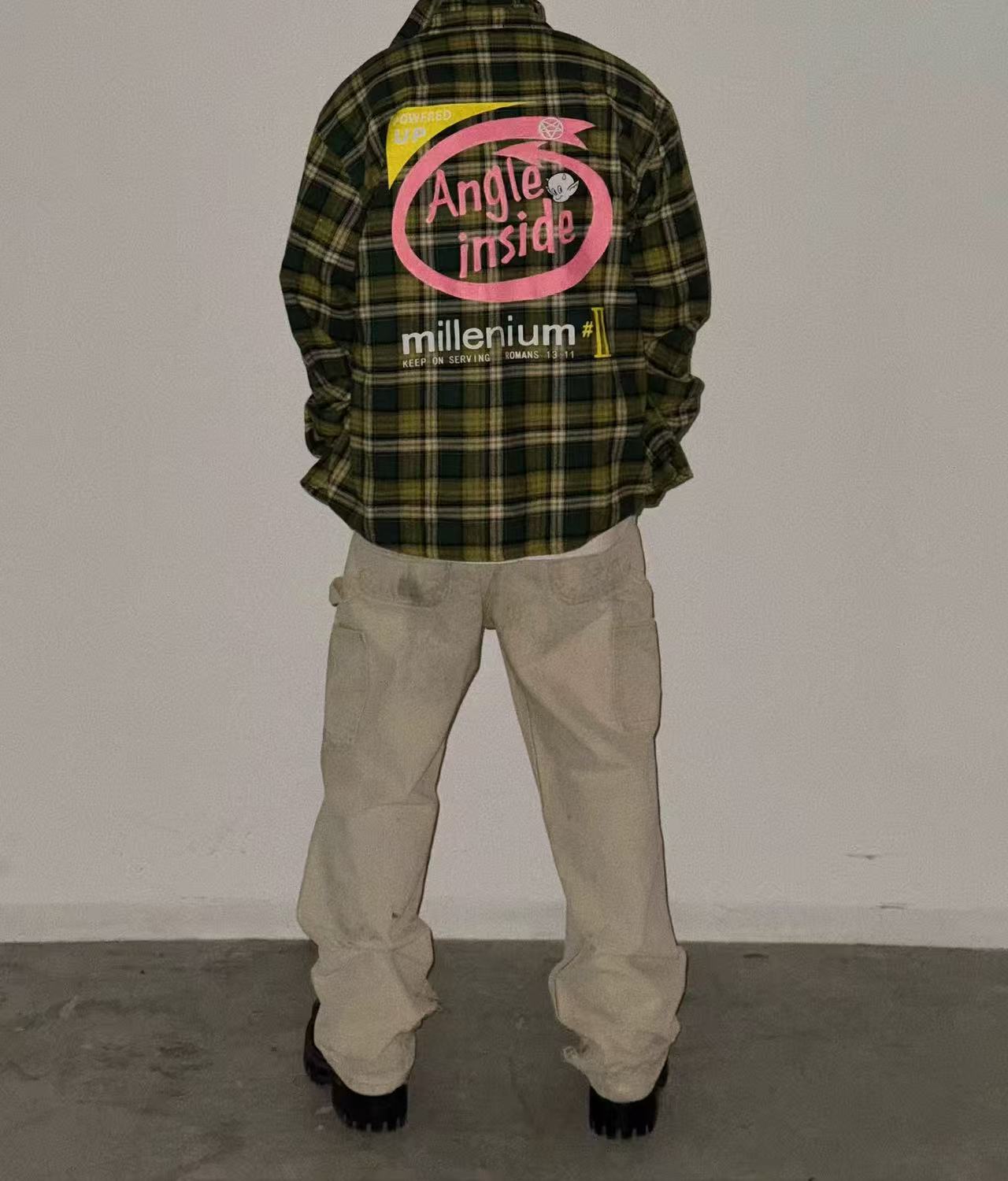 False Perception Angle Inside Green Plaid Shirt