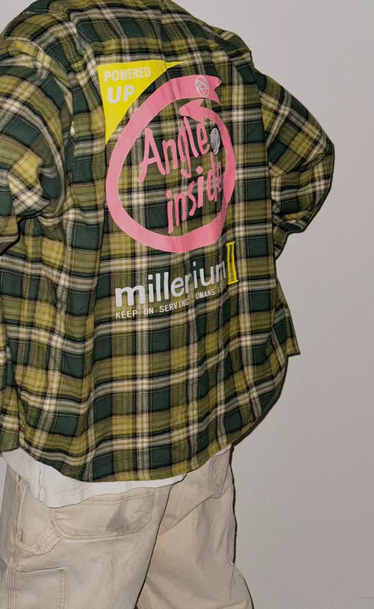False Perception Angle Inside Green Plaid Shirt