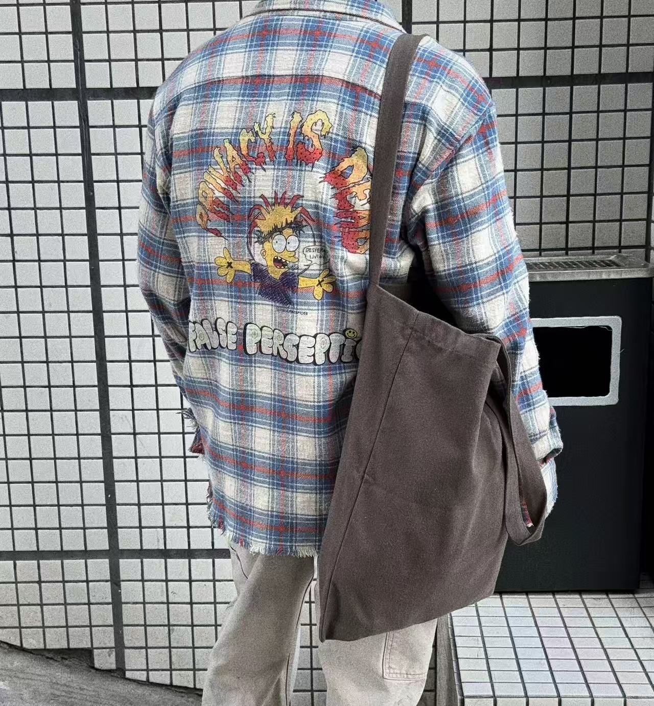 False Perception Sun Graphic Plaid Shirt