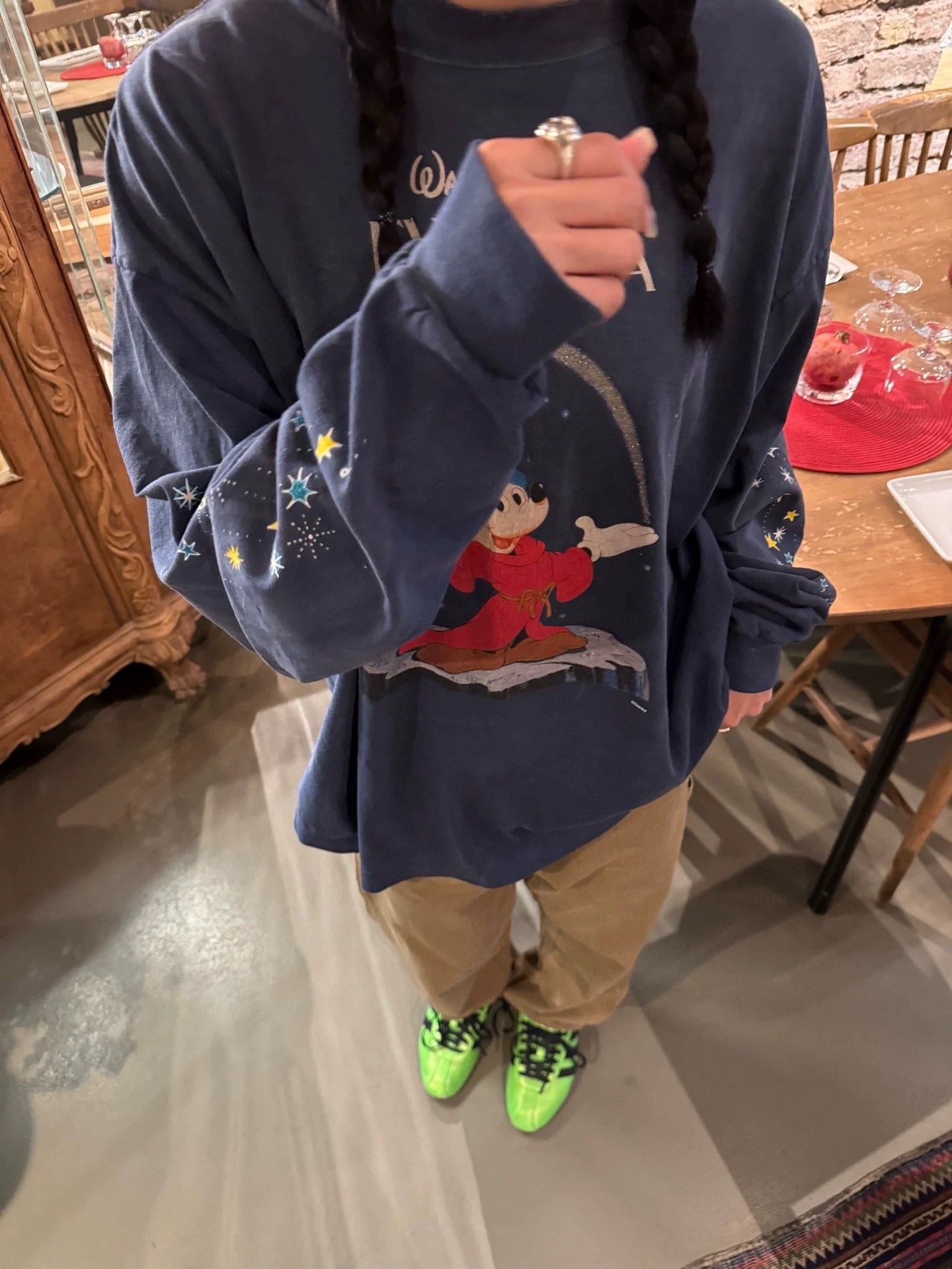 Saint Michael Sorcerer Mickey Washed Navy Long Sleeve