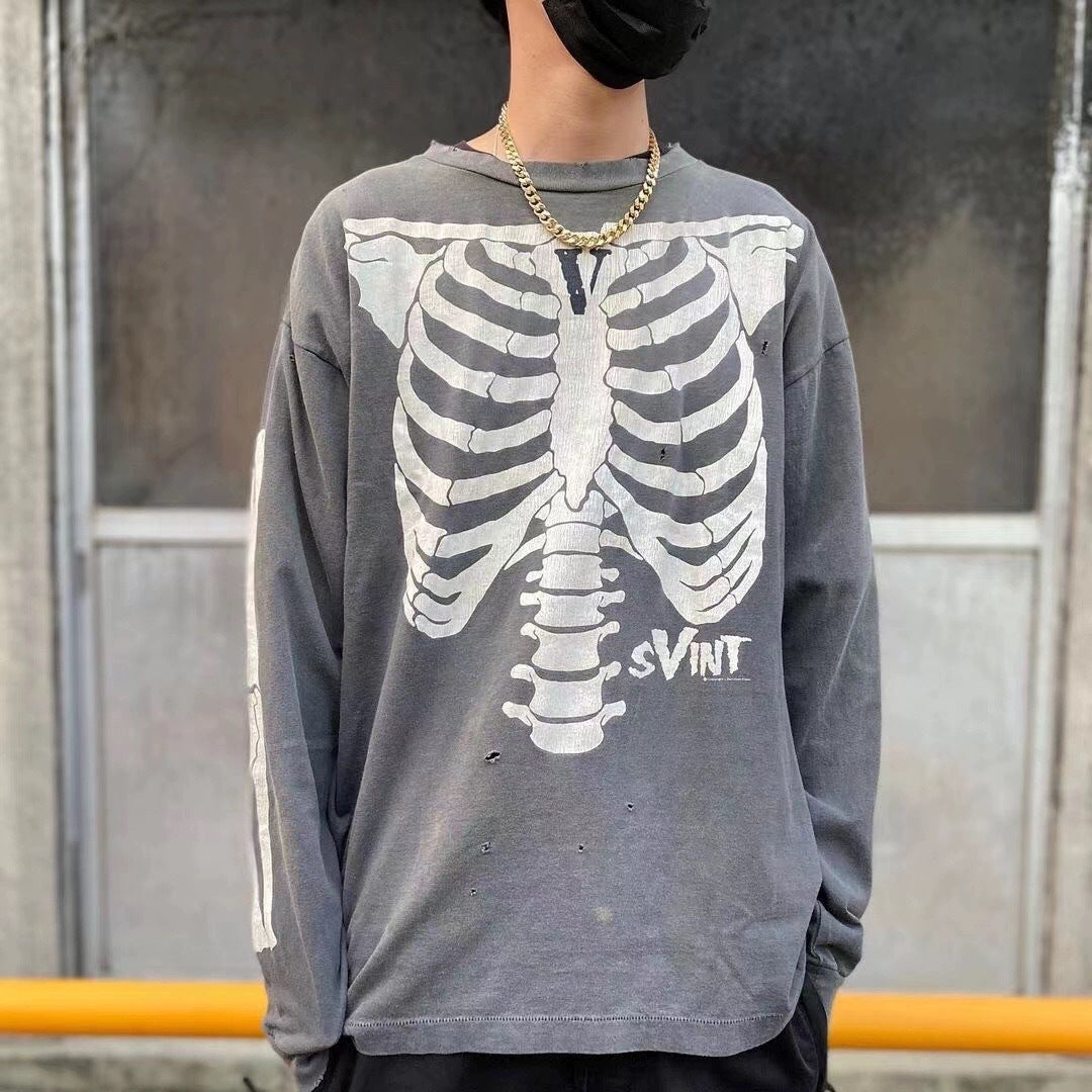 Saint Michael Skeleton Ribcage Long Sleeve Shirt