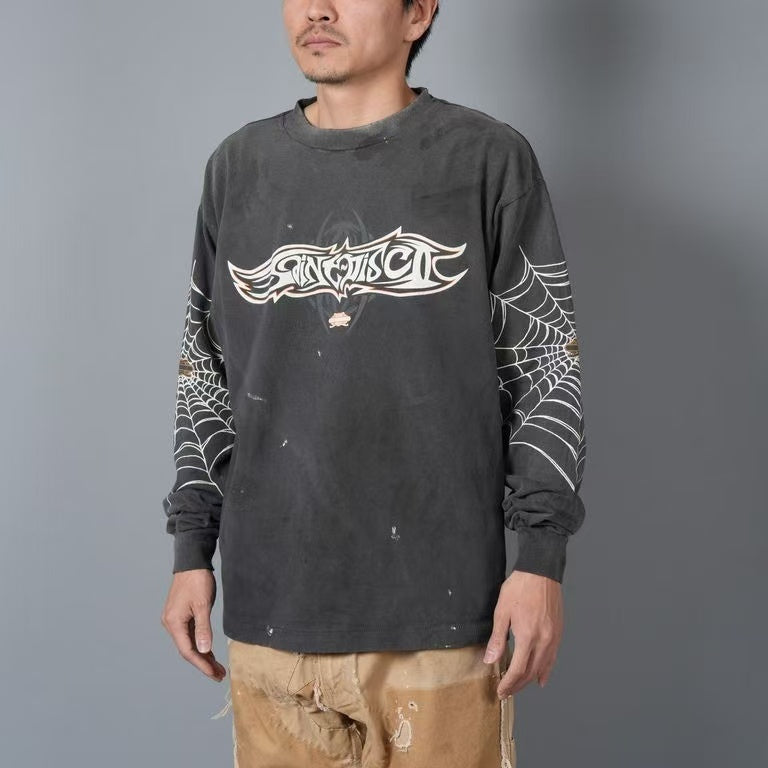 Saint Michael Insanity Spider Web Washed Long Sleeve