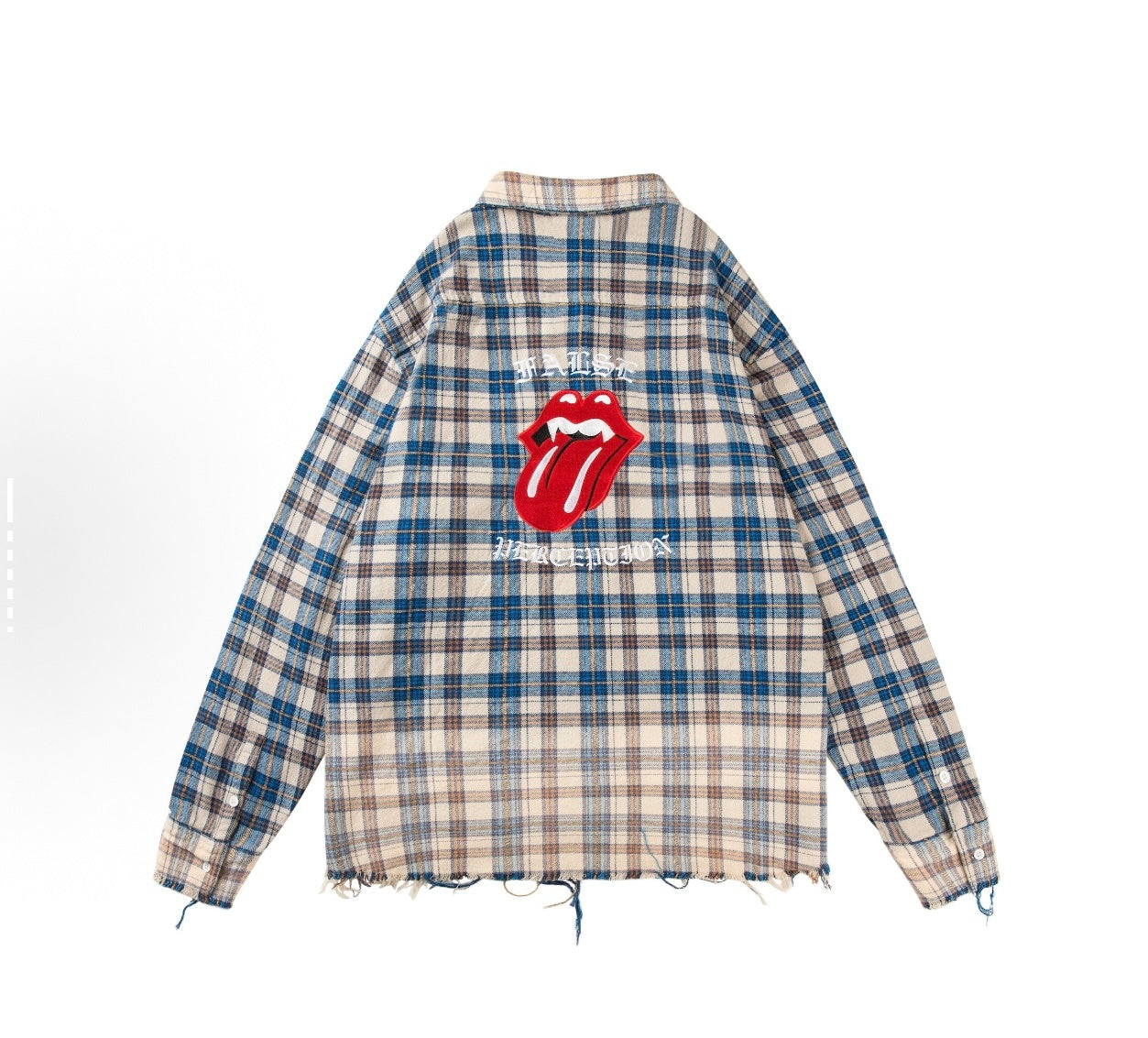 False Perception Tongue Logo Plaid Shirt