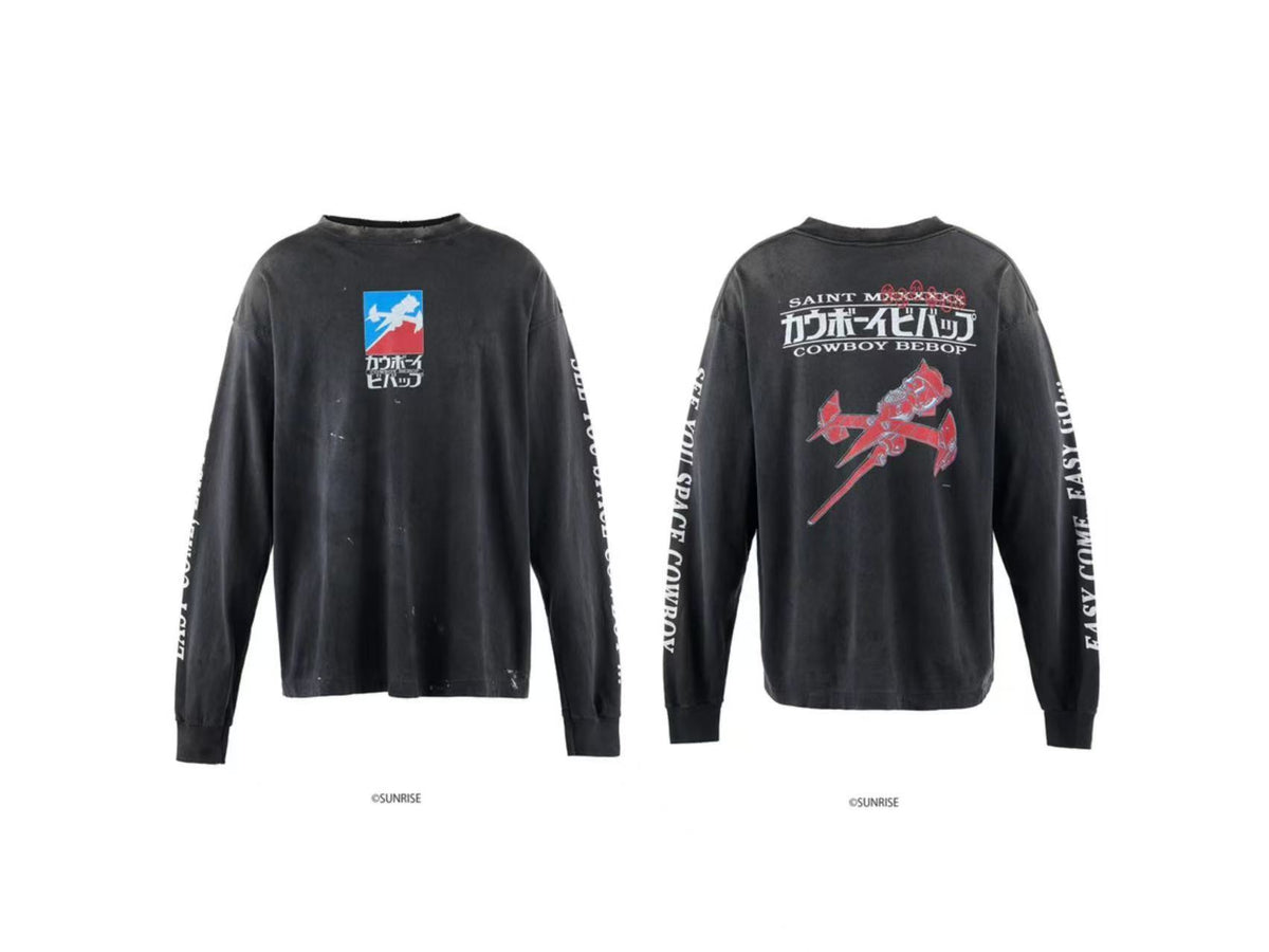 Saint Michael Cowboy Bebop Anime Washed Long Sleeve