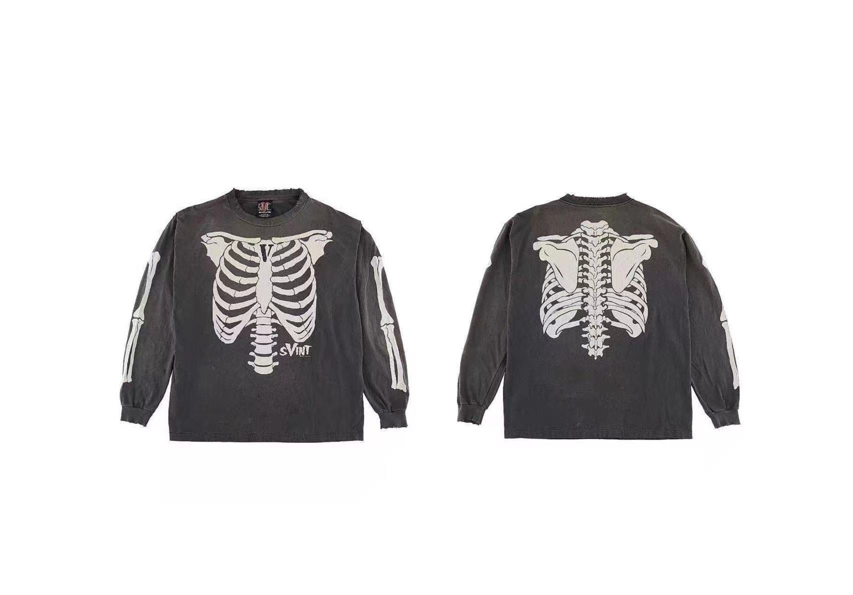 Saint Michael Skeleton Ribcage Long Sleeve Shirt