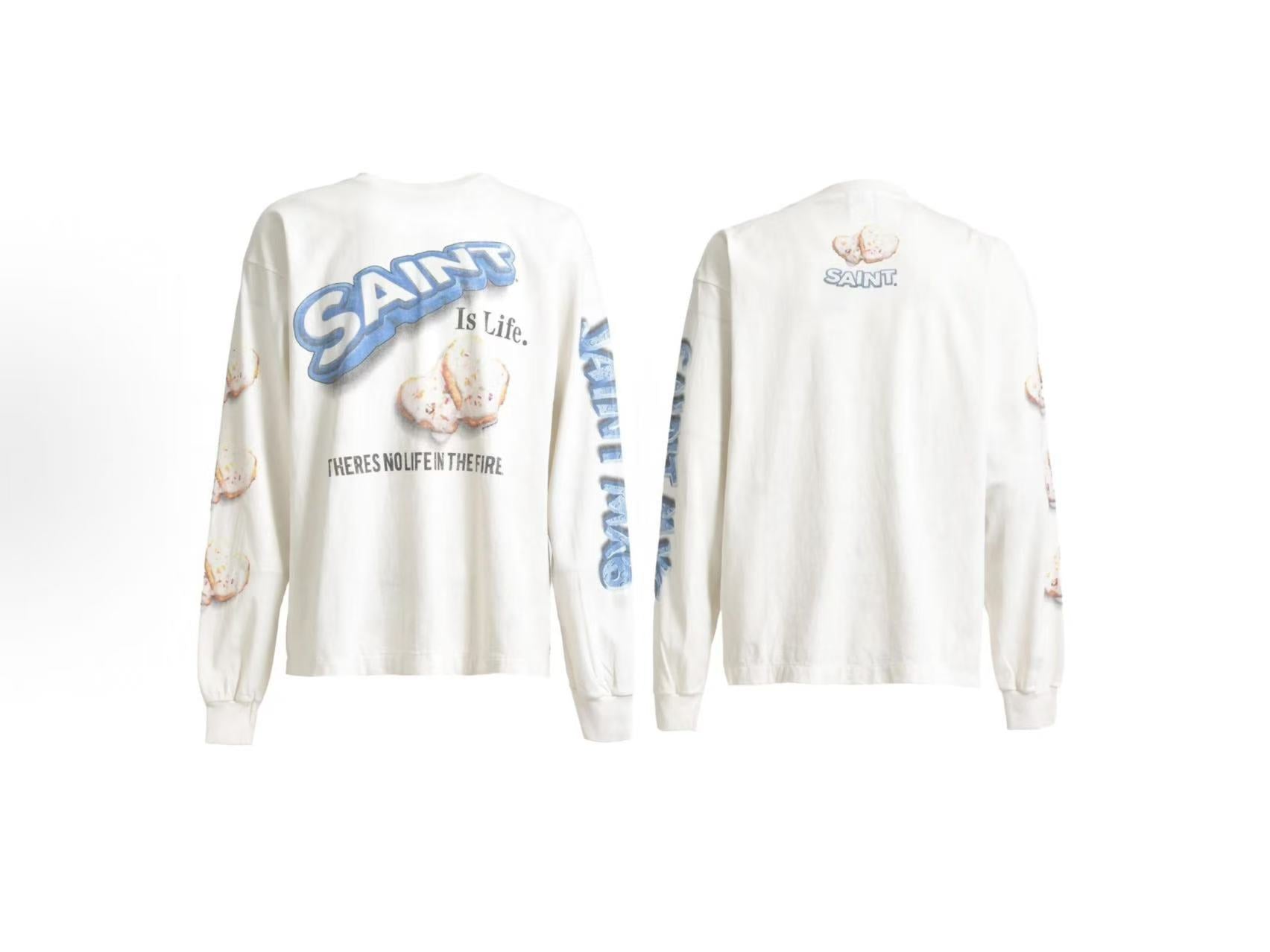 Saint Saint Is Life White Graphic Washed Long Sleeve