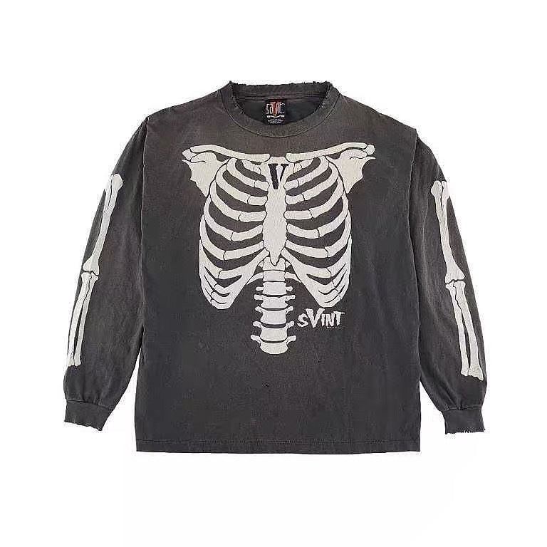 Saint Michael Skeleton Ribcage Long Sleeve Shirt