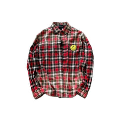 False Perception Smiley Red Plaid Shirt
