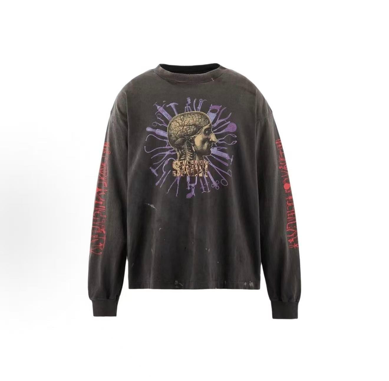 Saint Michael Skull Skeleton Vintage Long Sleeve