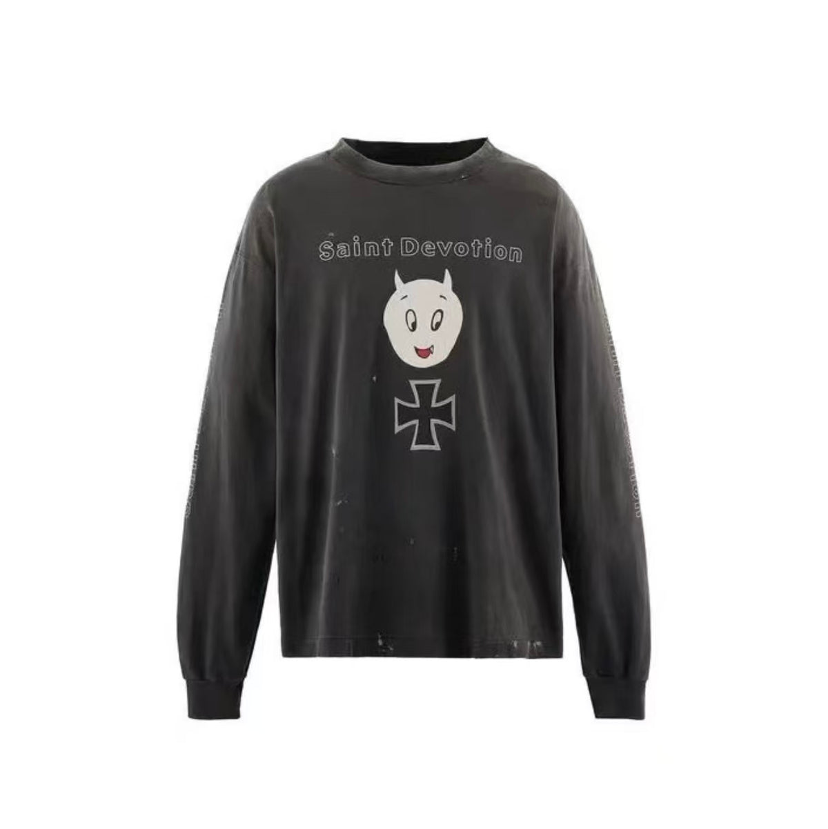 Saint Michael Devil Cartoon Cross Vintage Long Sleeve