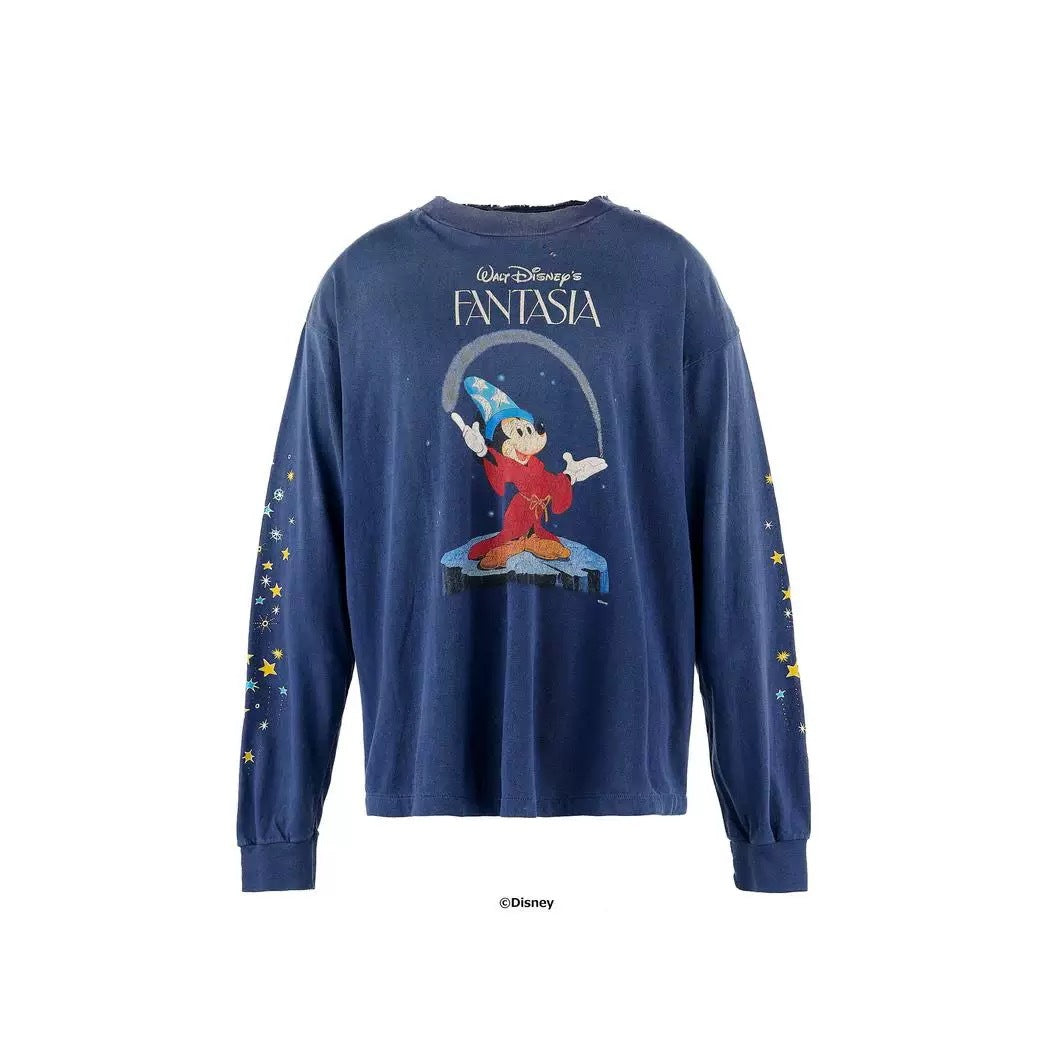 Saint Michael Sorcerer Mickey Washed Navy Long Sleeve