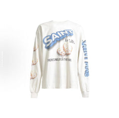 Saint Saint Is Life White Graphic Washed Long Sleeve