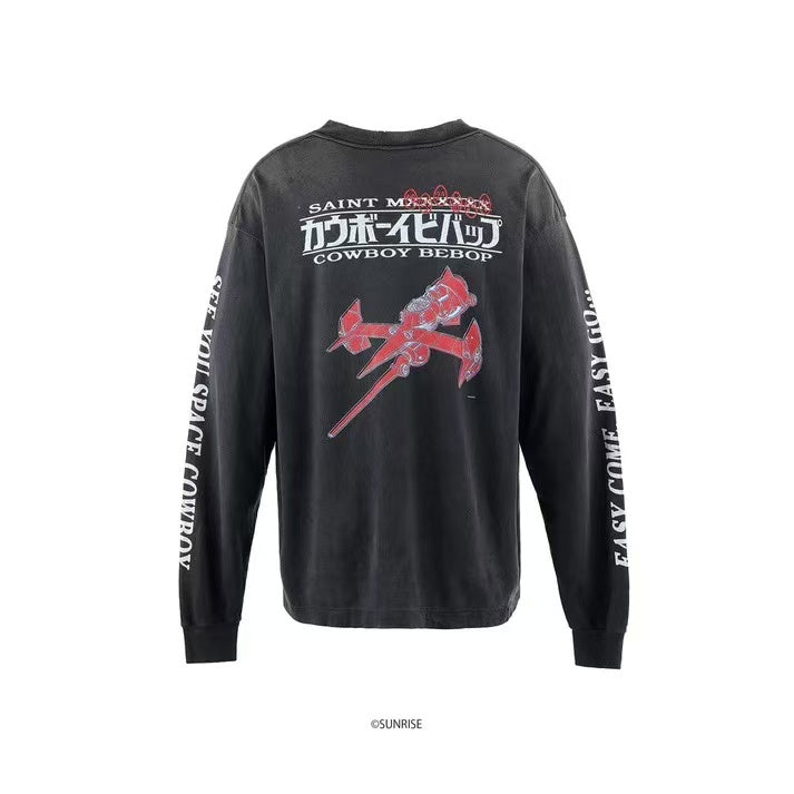 Saint Michael Cowboy Bebop Anime Washed Long Sleeve