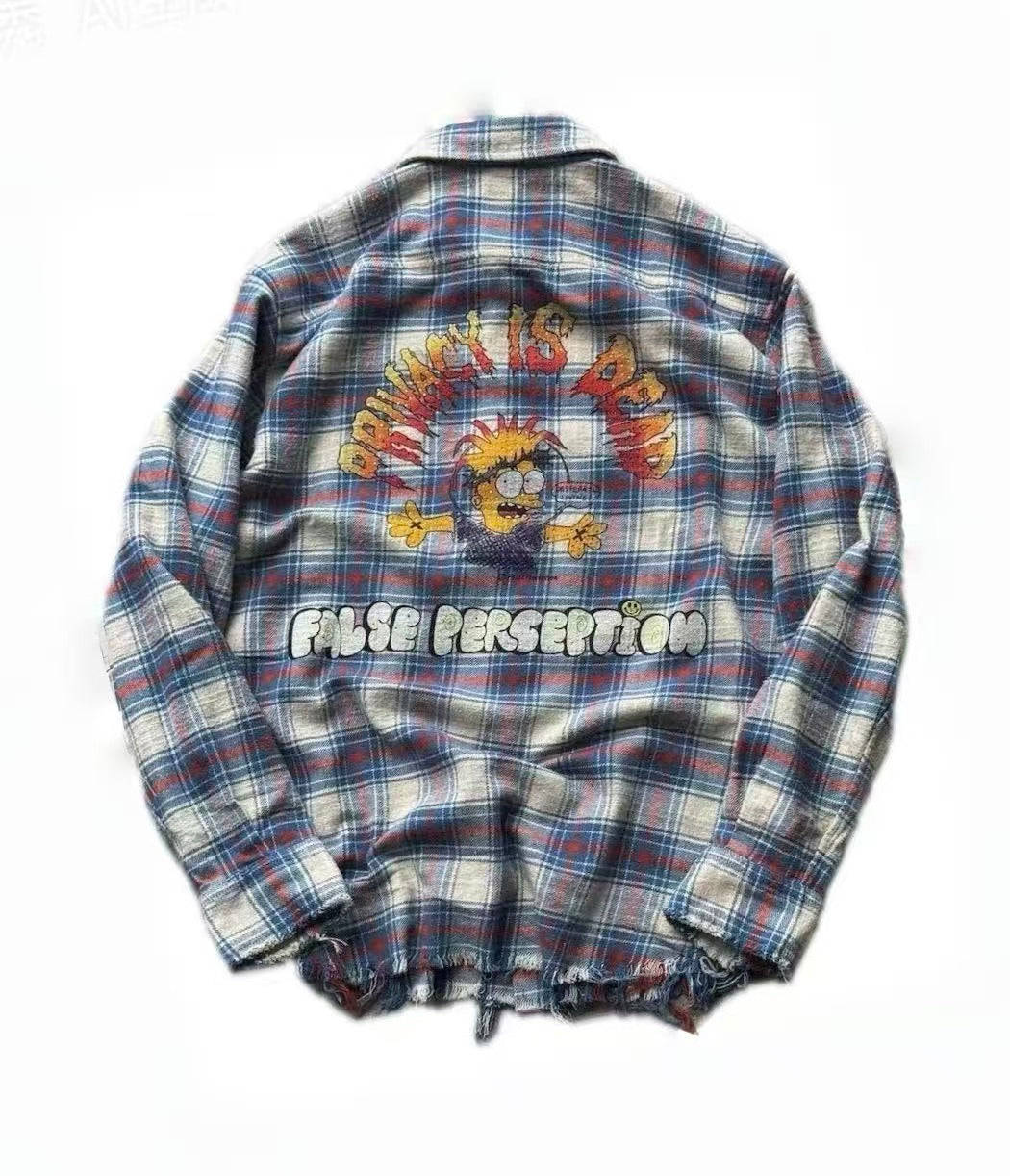 False Perception Sun Graphic Plaid Shirt