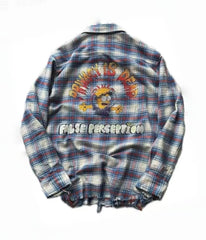 False Perception Sun Graphic Plaid Shirt