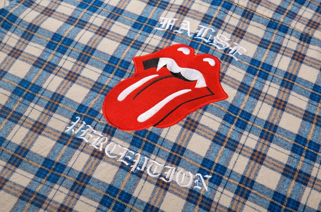 False Perception Tongue Logo Plaid Shirt