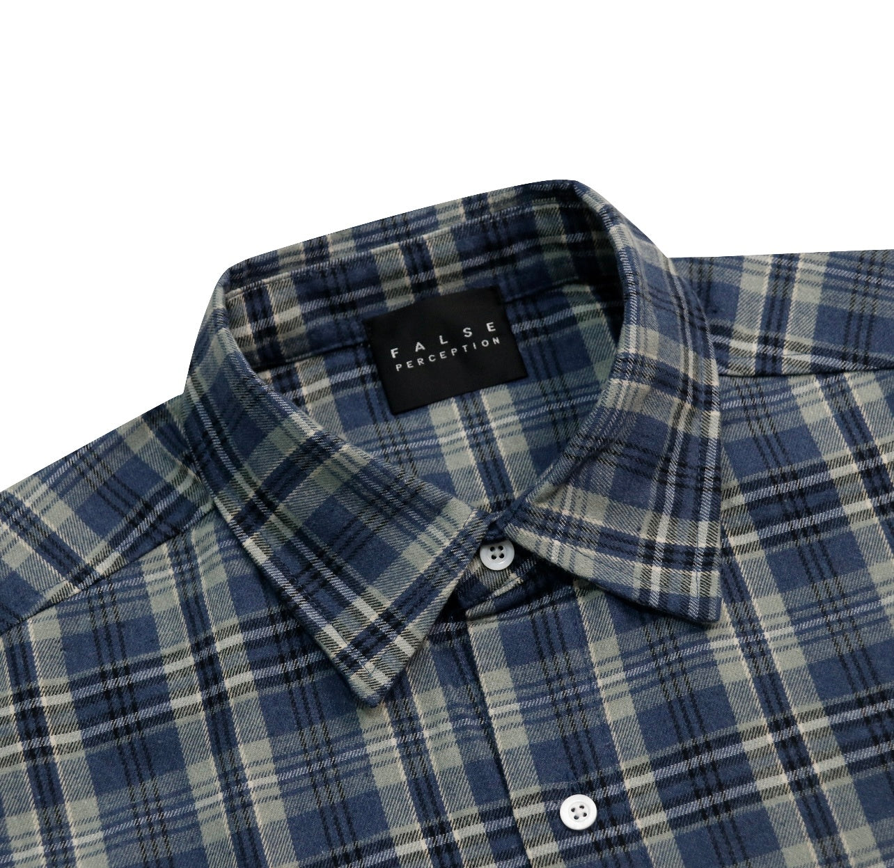 False Perception Cross Plaid Long‑Sleeve Shirt