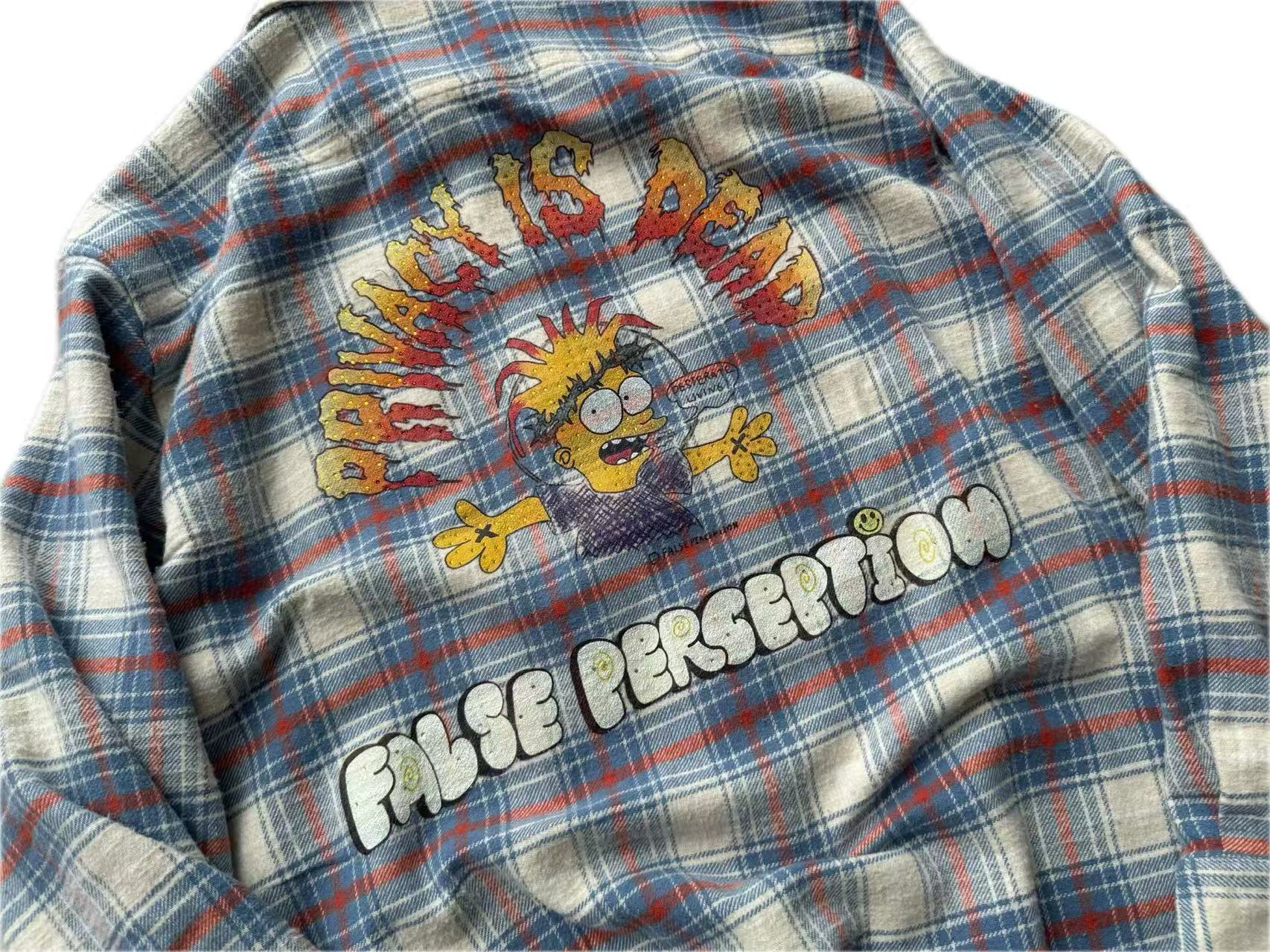 False Perception Sun Graphic Plaid Shirt