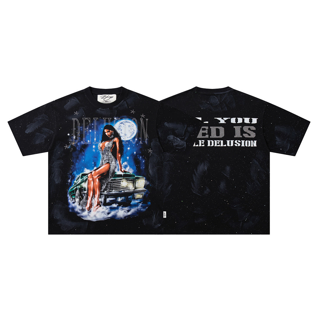 BKYS Lady Classic Car Rhinestone Tee