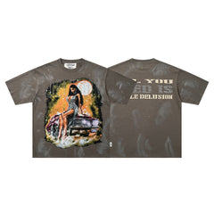 BKYS Lady Classic Car Rhinestone Tee