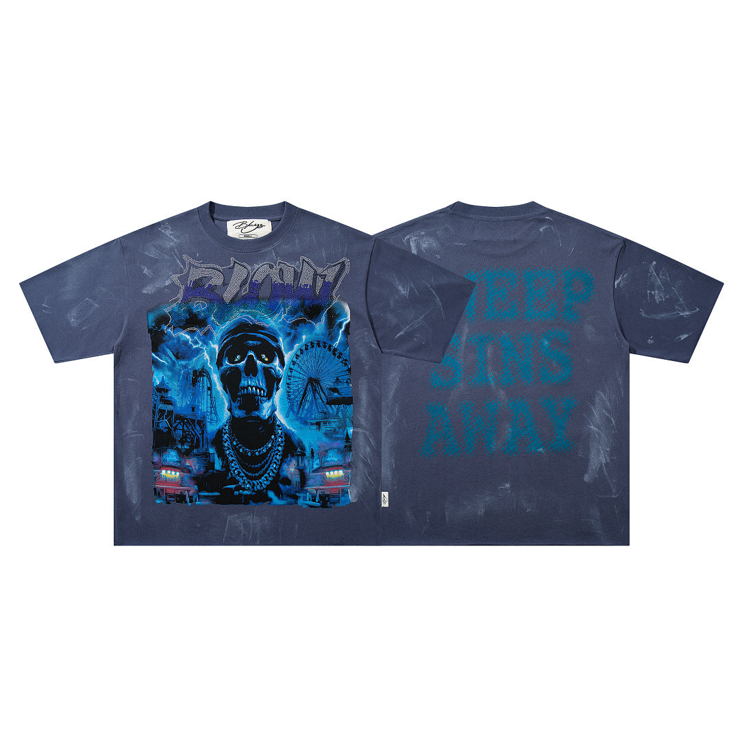 BKYS Skull Ferris Wheel Rhinestone Tee
