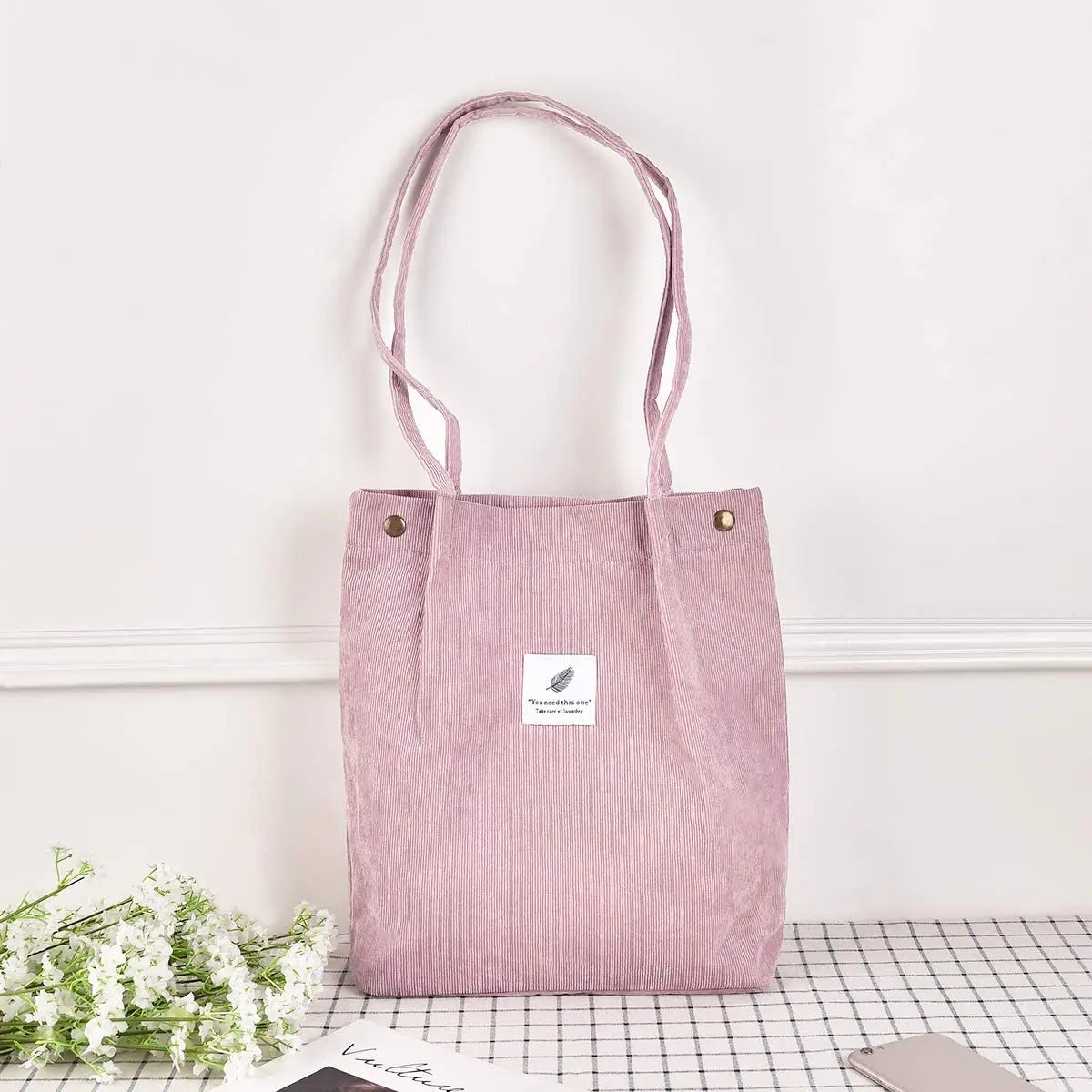 MARKROYAL Corduroy Tote Bag for Women – Large Capacity Shoulder Bag