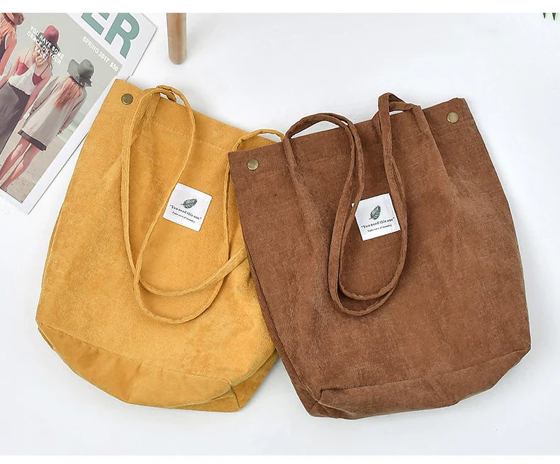 MARKROYAL Corduroy Tote Bag for Women – Large Capacity Shoulder Bag