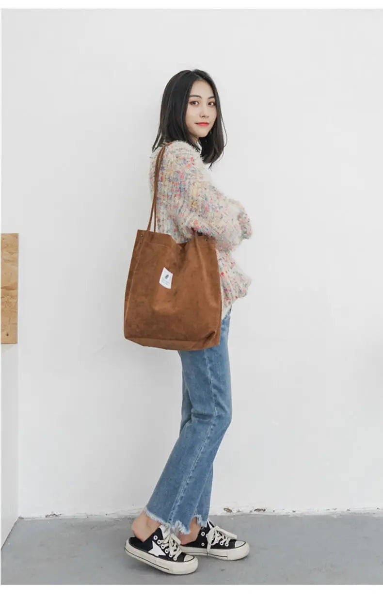 MARKROYAL Corduroy Tote Bag for Women – Large Capacity Shoulder Bag