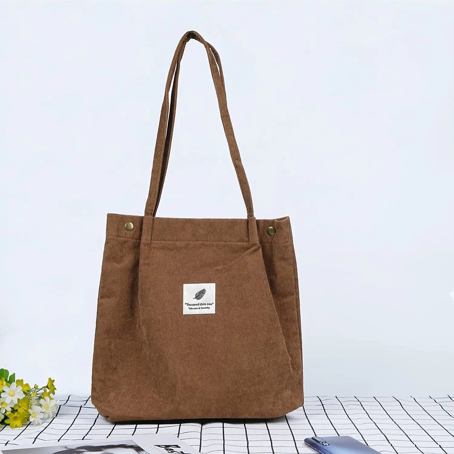 MARKROYAL Corduroy Tote Bag for Women – Large Capacity Shoulder Bag